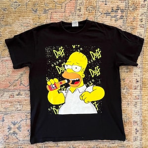 Vintage 1990’s The Simpsons Homer Simpson Duff Beer Men’s Medium Cartoon Graphic T-shirt Retro Streetwear The Simpsons Cool Summer Shirt