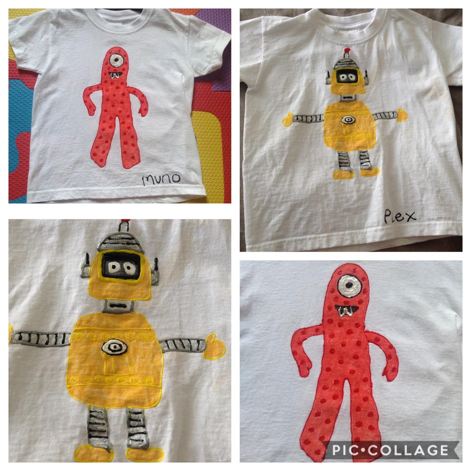 Childrens Tshirt Hand Painted Muno Plex Brobee Foofa Toodee Etsy
