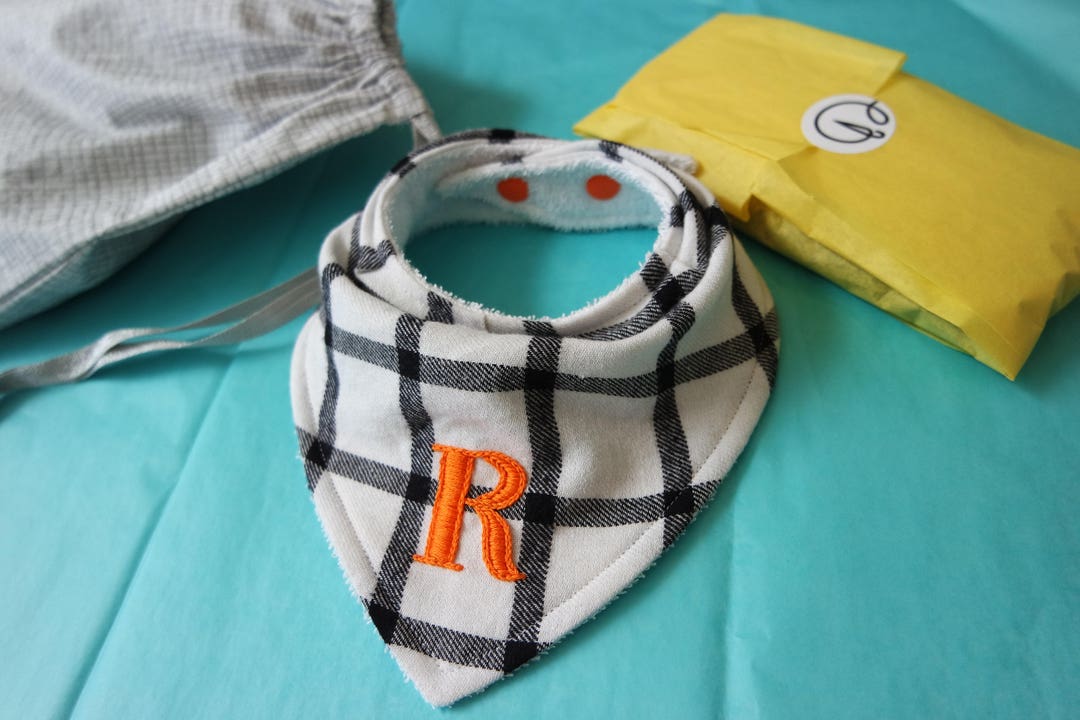 Black and White Embroidered Bib Baby Boy Gift Baby Girl Etsy