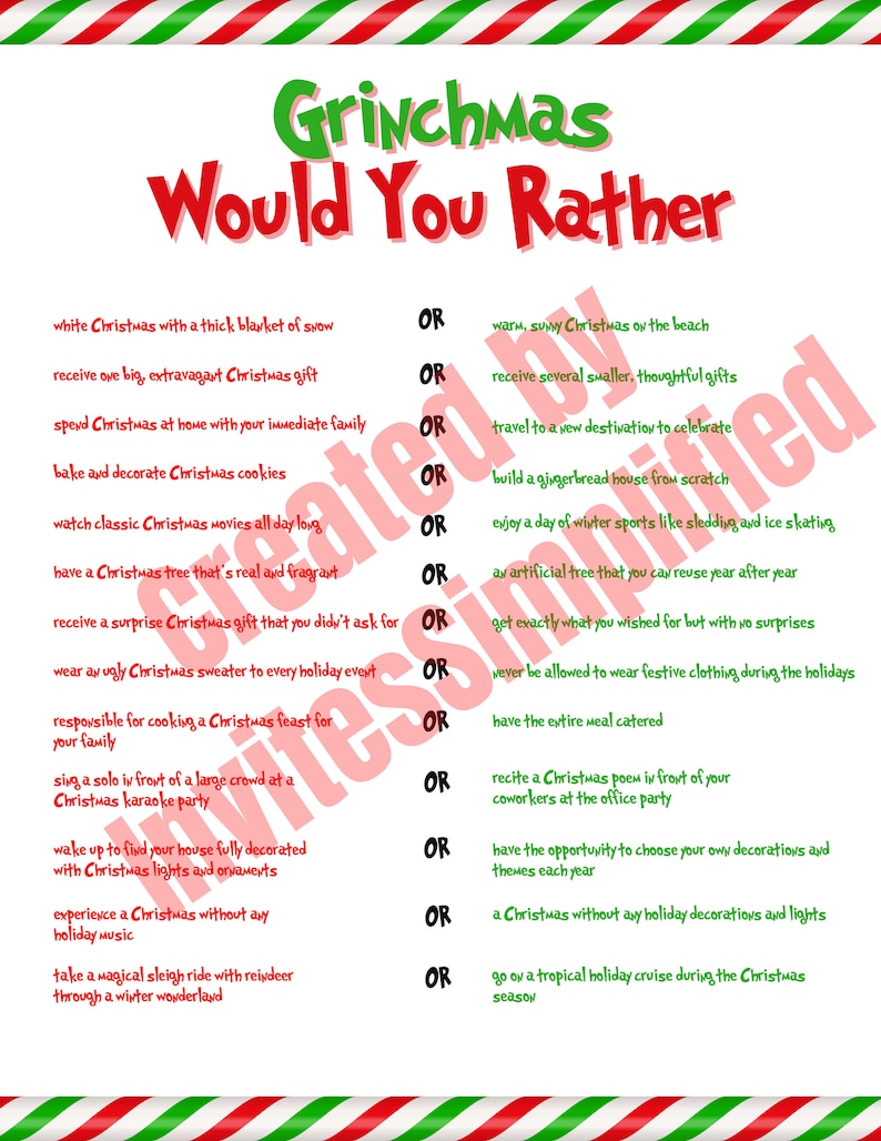 Grinch Game, Grinchmas Games, Christmas Party Games, How the Grinch