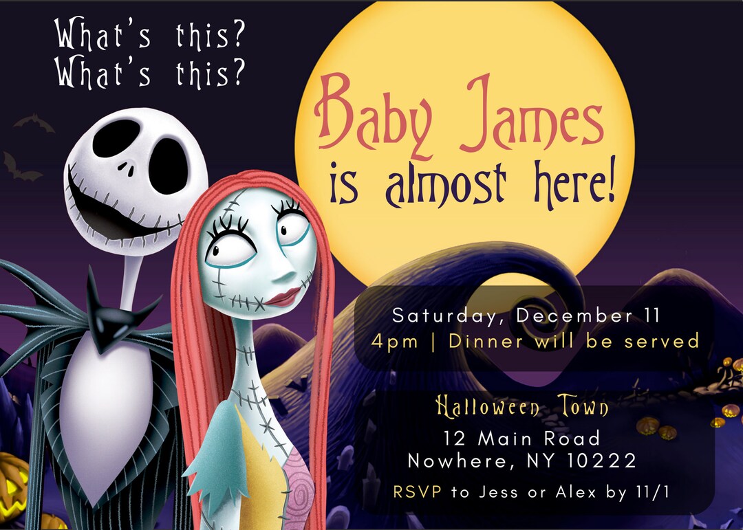 Nightmare Before Christmas Invite Holiday Baby Shower Party Etsy