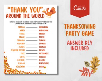 Thanksgiving Game Printable, Thanksgiving Games, Autumn Game, Office Party Game, Icebreaker, Group Game Printable, Instant Download
