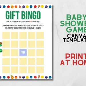 Hungry Caterpillar Baby Shower Game, Canva Editable Template, Very Hungry Caterpillar, Baby Shower Gift BINGO, Game Template Printable