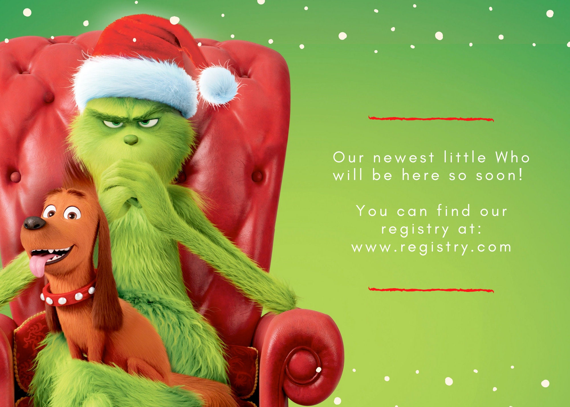 Grinch Baby Shower Invitation, Christmas Baby Shower Template ...
