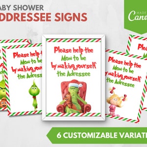 Grinch Baby Shower Addressee Table Sign |  Grinchmas Baby Shower Decor | Printable Christmas Shower Sign | Christmas Gifts Sign