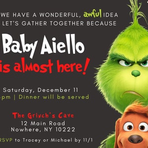Grinch Baby Shower Invitation, Grinch Invite, Christmas Baby Shower, Canva Editable Template, Grinchmas Baby Shower, Invite Template