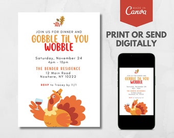 Thanksgiving Invitation Printable, Thanksgiving Dinner Invite, Friendsgiving Invite, Printable, Instant Download, Thanksgiving Cards
