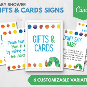 Hungry Caterpillar Baby Shower Signs |  Baby Shower Decor | Printable Shower Sign Set | Colorful Shower Sign Templates
