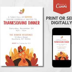 Thanksgiving Invitation Printable, Thanksgiving Invite, Dinner Invite, Friendsgiving, Printable, Instant Download, Thanksgiving Cards, Pie