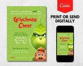Grinch Christmas Invite, Grinchmas Cookie Exchange, Christmas Party Invitation, Canva Editable Template, Christmas Printable