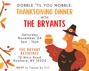 Thanksgiving Invitation Printable, Thanksgiving Invite, Dinner Invite, Friendsgiving, Printable, Instant Download, Thanksgiving Cards