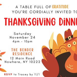Thanksgiving Invitation Printable, Thanksgiving Invite, Dinner Invite, Friendsgiving, Printable, Instant Download, Thanksgiving Cards
