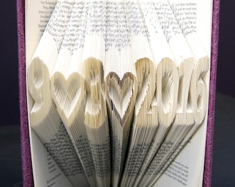 Handmade Wedding Date Book Art – Folded Book Sculpture, Paper Anniversary Gift