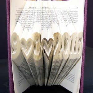 Handmade Book Art for Wedding - Wedding Date Folded in Book Pages, Kirigami Book Sculpture,  Paper Anniversary Gift, Decor for Book Lover