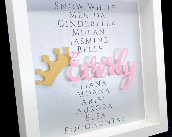 Personalized Princess Name Frame, Personalized Baby Girl Princess Art,  Princess Nursery Decor, Baby Girl Princess Shower Gift, Baby Tiara