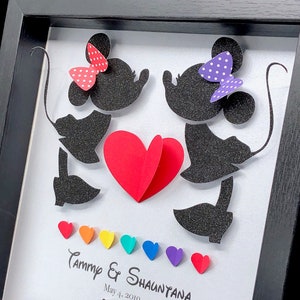 Personalized LGBTQ Minnie and Minnie Mouse Wedding Gift, First Paper Anniversary Gift, Mrs & Mrs, Mr and Mr, Gift for Her, Gift for Him