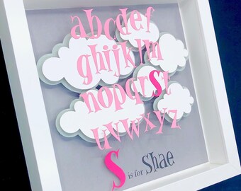 Personalized Alphabet Nursery Frame, Baby Name Wall Art, ABC Nursery Decor, Personalized Baby Girl Gift, Alphabet Letters Nursery Wall Art