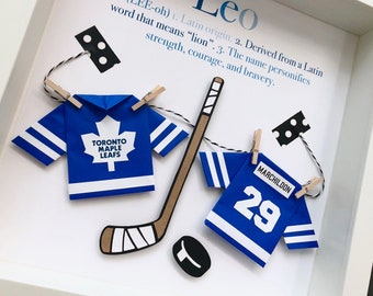 Personalized Baby Name Frame Hockey NHL Toronto Maple Leafs Frame, Maple Leafs Christmas Gift Hockey Maple Leafs Nursery Decor Wall Art