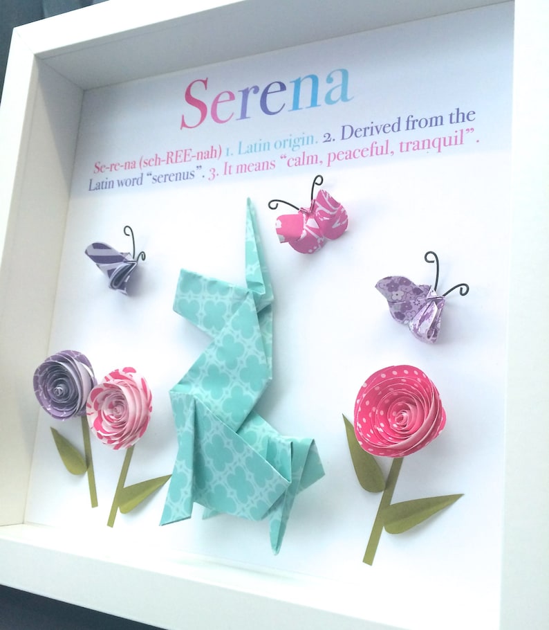 Personalized Name Origin and Meaning Paper Origami Shadowbox Etsy