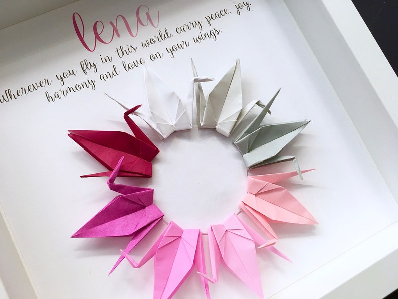 Arte del nombre personalizado con el papel rosa Origami Etsy
