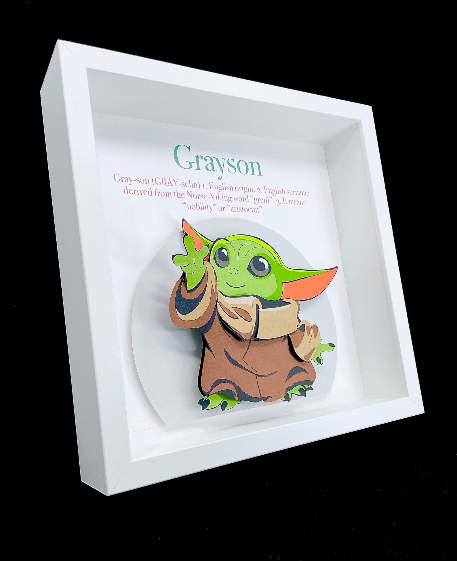 Personalized Baby Yoda Name Frame, Star Wars Mandolarian Nursery Decor ...