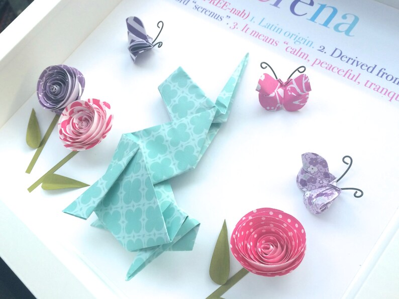 Personalized Name Origin and Meaning Paper Origami Shadowbox Etsy Canada