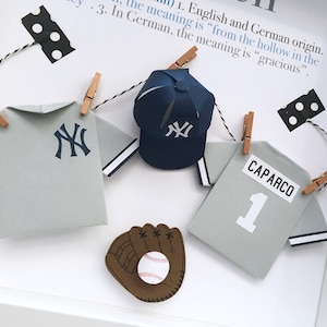 NY Yankees Baby Name Sign - Modern Baseball Nursery Decor - Unique Baby Shower Gift for Yankees Fans, Baseball Jersey & Cap, Pick Any Team