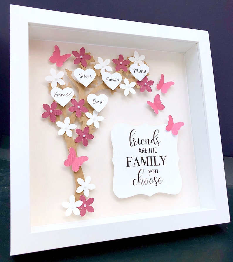 Personalized Family Tree Frame With Flowers Hearts and Etsy