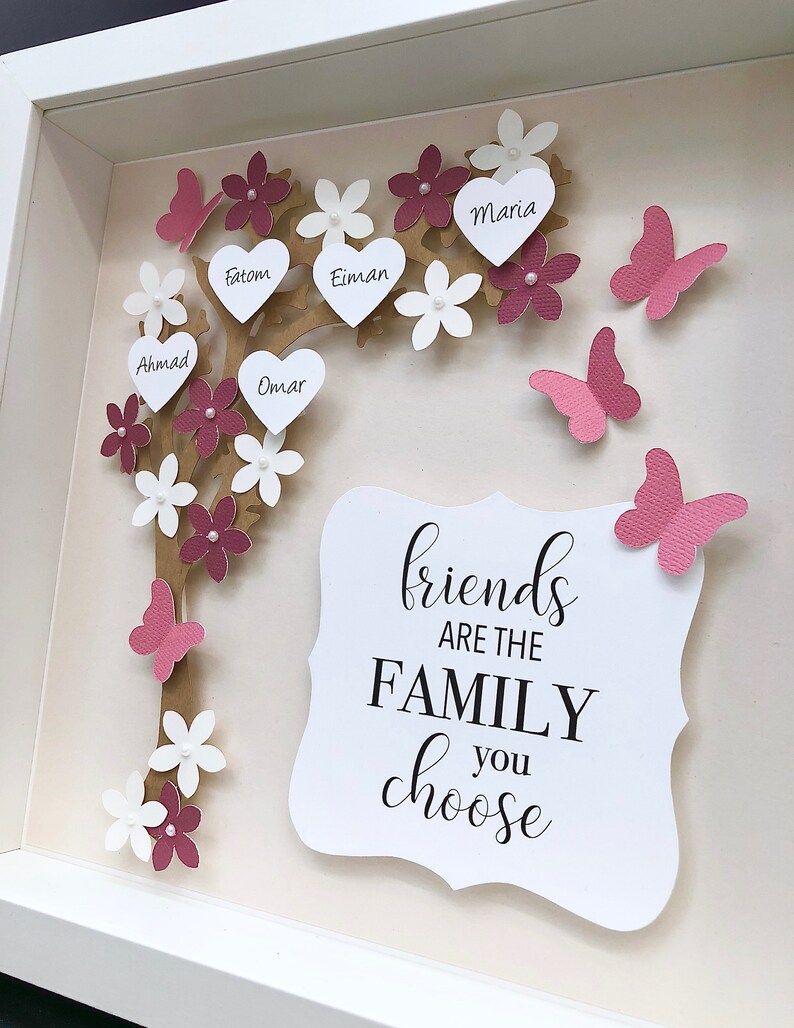 Personalized Family Tree Frame With Flowers Hearts and Etsy
