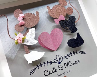 Cadeau d'anniversaire de Mickey et Minnie Mouse, mariage de Mickey et Minnie, cadeau de papier de premier anniversaire, impression personnalisée de baisers de Mickey et Minnie
