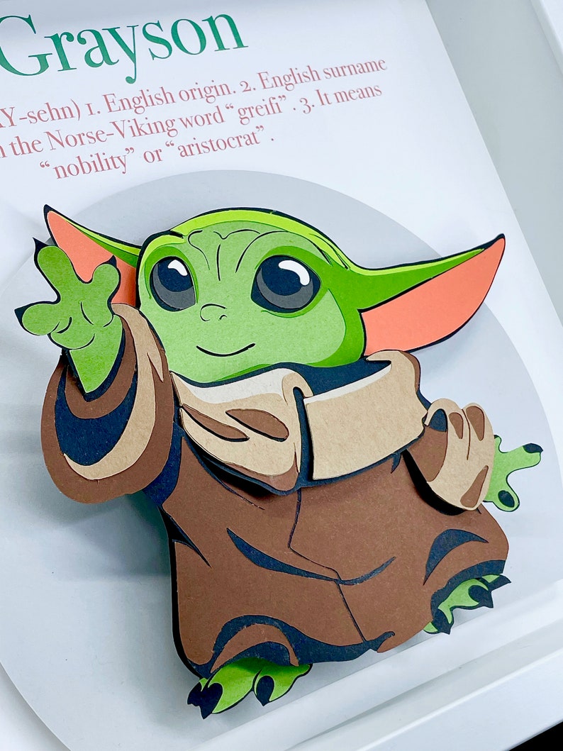 Personalized Baby Yoda Name Frame, Star Wars Mandolarian Nursery Decor ...