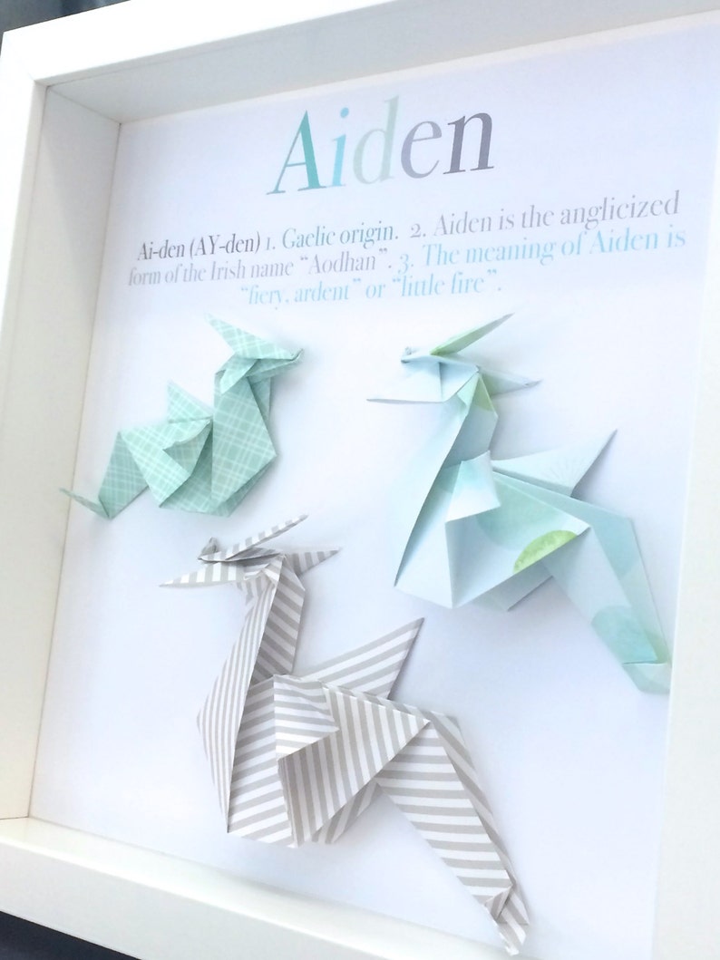 Personalized Name Origin and Meaning Paper Origami Dragon Etsy