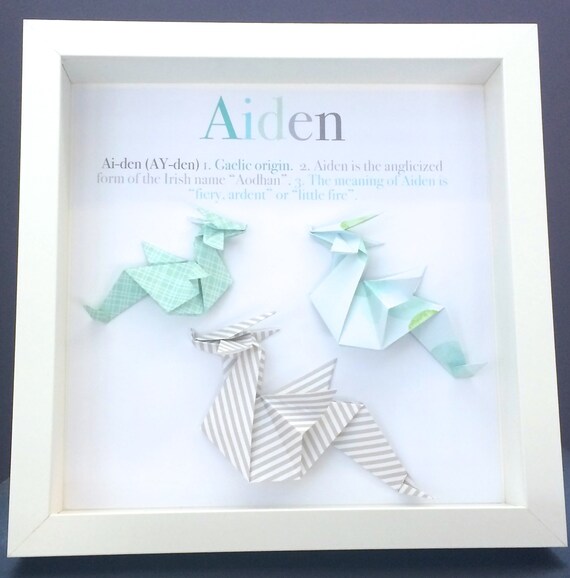 Personalisierte Namensherkunft Und Bedeutung Papier Origami Dragon Schaukasten Rahmen Custom Art Neugeborenes Baby Dusche Kindergarten Geschenk
