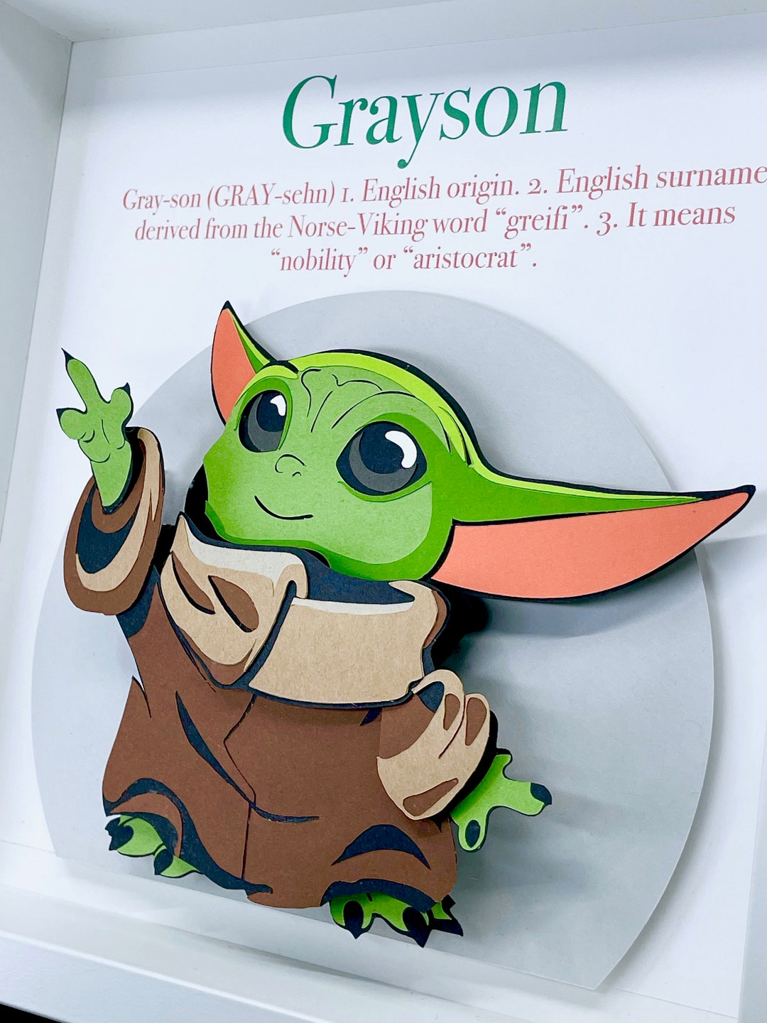 Personalized Baby Yoda Name Frame, Star Wars Mandolarian Nursery Decor ...