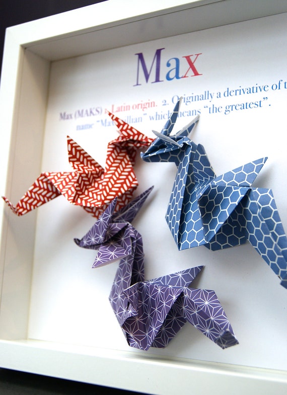 Personalisierte Namen Rahmen Mit Herkunft Und Bedeutung Papier Origami Drachen Schaukasten Benutzerdefinierte Neugeborenes Baby Dusche Geschenk