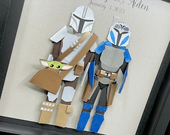Mandalorian Anniversary Gift, Mandalorian Wedding Gift, First Anniversary Paper Gift, Mandalorian Bride & Groom, Din Djarin, Bo Katan, Grogu
