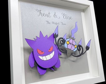 Pokeman Anniversary Gift, Any Two Characters, Pikachu, Squirtle, Eevee, Gengar, Charizard, Pokemon Wedding Gift, 1st Anniversary Paper Gift