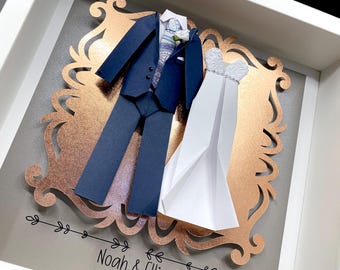 Cadre personnalisé pour les jeunes mariés, cadeau d'anniversaire en papier, premier anniversaire, cadeau de mariage, cadeau pour elle pour elle, deux mariées ou deux mariés