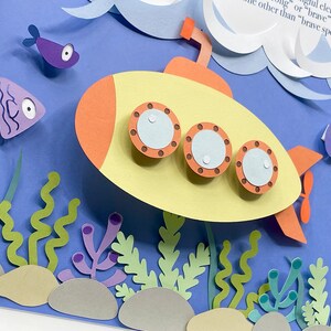 Letrero con nombre de bebé con motivos marinos, decoración de guardería con animales del océano, submarino amarillo, habitación de bebé moderna con criaturas del océano, letrero con nombre de bebé