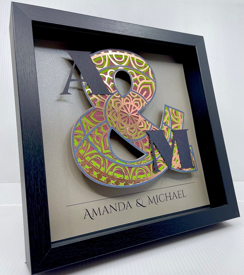 Personalized Mandela Ampersand Sign, Gift for the Couple, Christmas Gift for Her or Him, Boho Floral Mandela, Couple Initials with Ampersand image 1