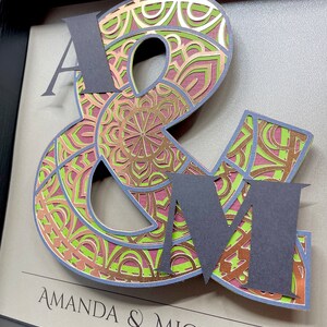 Personalized Mandela Ampersand Sign, Gift for the Couple, Christmas Gift for Her or Him, Boho Floral Mandela, Couple Initials with Ampersand image 4