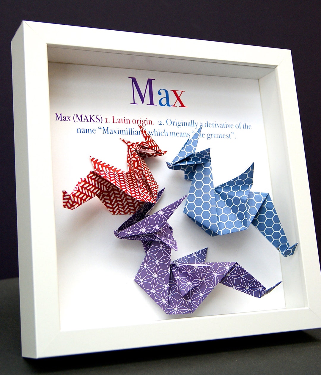 Personalized Name Frame With Origin and Meaning Paper Origami Etsy