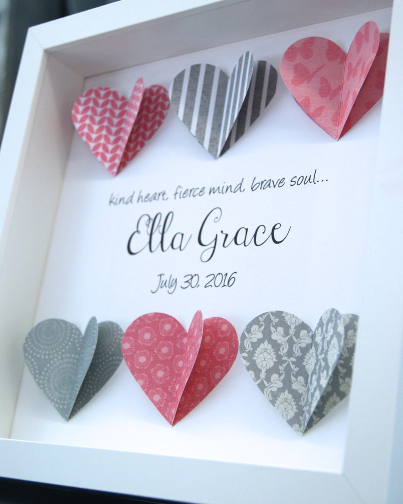 Baby Girl Name Frame With Heart Of Paper Roses – Paint & Paper Craft