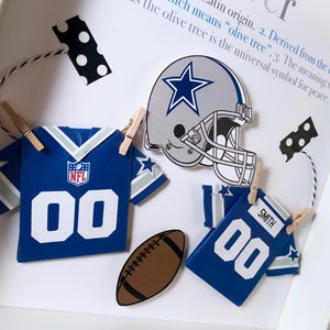Personalized Baby Football Fr ame, Dallas Cowboys Gift with Name Origin & Meaning, NFL Cowboys Shirt, Football Nursery Decor, Dallas Print