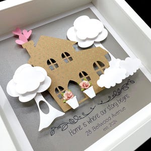 Personalisiertes Einweihungsgeschenk, individuelles Geschenk für das neue Haus, erster Hausrahmen, wo unsere Geschichte beginnt, Maklerabschlussgeschenk, neuer Hausdruck