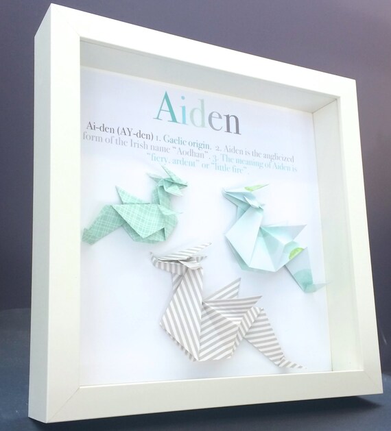 Personalisierte Namensherkunft Und Bedeutung Papier Origami Dragon Schaukasten Rahmen Custom Art Neugeborenes Baby Dusche Kindergarten Geschenk