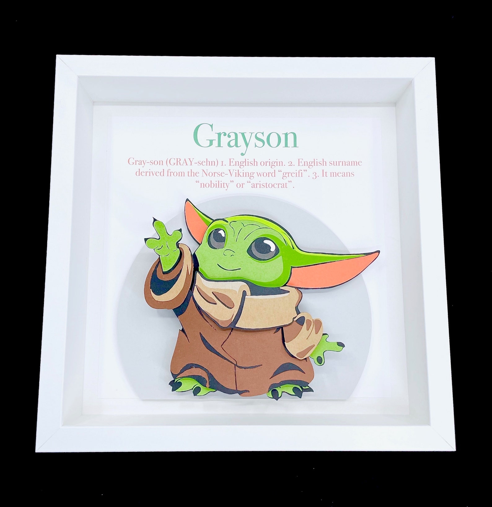 Personalized Baby Yoda Name Frame, Star Wars Mandolarian Nursery Decor ...