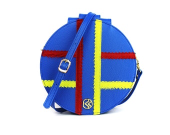 Shoulder Bag Woman’s Multicoloured - Blue Round Leather Bag