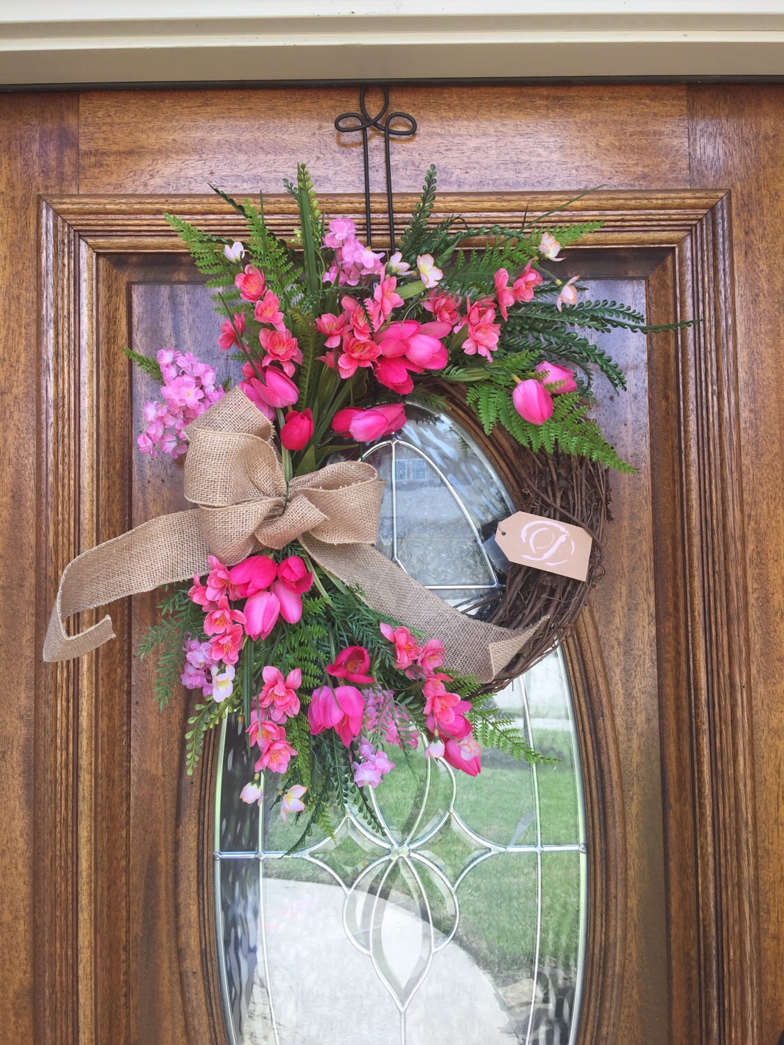 Summer Wreath Double Door Wreaths Summer Front Door Decor Baby Shower For Girls Housewarming Gift For Newlyweds Bridal Shower Hot Pink
