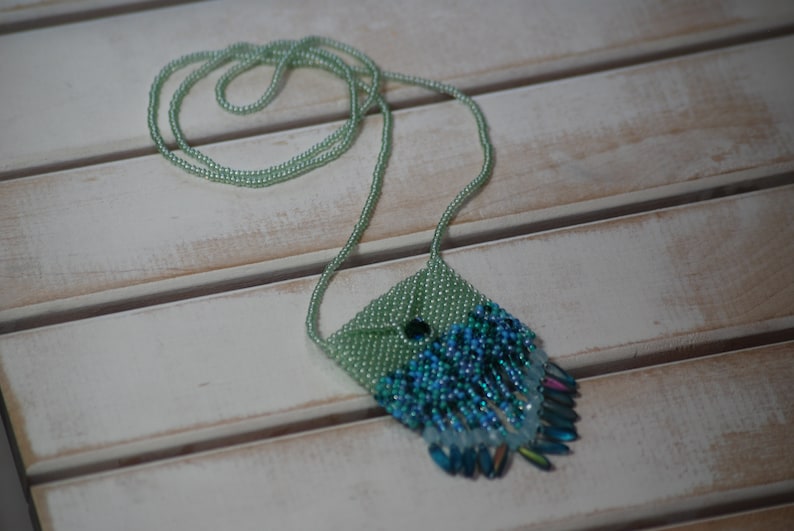 Handwoven Small Beaded Amulet Bag Necklace Pearl Green and Etsy